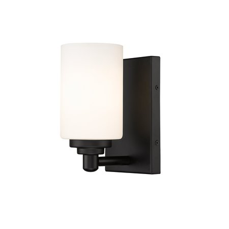 Z-LITE Soledad 1 Light Wall Sconce, Matte Black & White 485-1S-MB